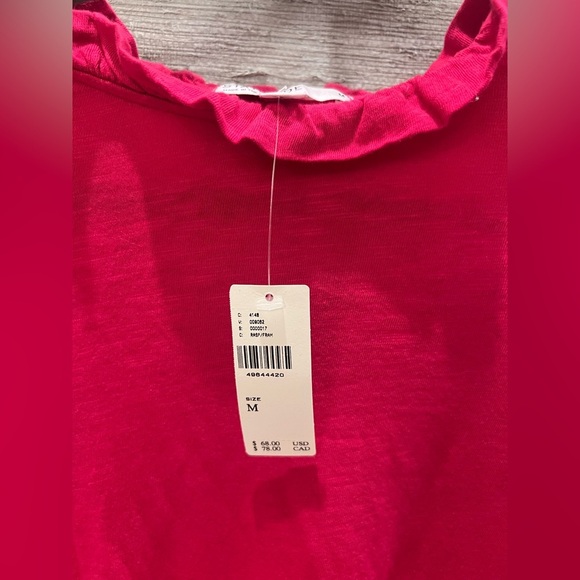 NWT new Anthropologie stateside ruffle collar button long sleeve top medium pink - Picture 7 of 11